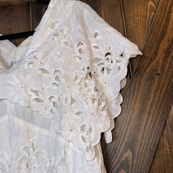 VTG JSONG Linen Sun Dress Lace and Eyelet Embroidered Dress - Picture 3 of 5